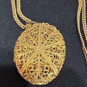 Napier Gold Ornate  locket Pendant Necklace